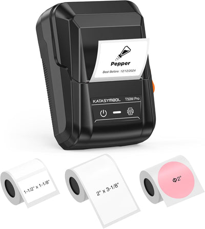 SUPVAN T50M Pro Bluetooth Label Maker with 3 Tapes, Waterproof Labels, Versatile App Featuring 40 Fonts and 450+ Icons, Inkless Labeling Solution for Home, Kitchen, School, and Office Organization, Black