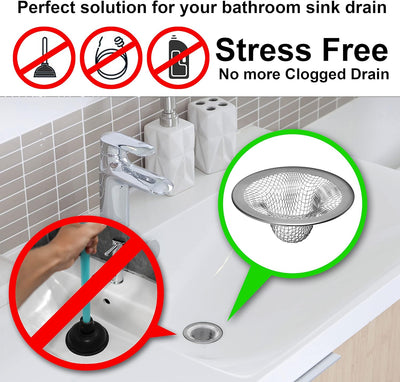 6-Pack 2.125" Top / 1" Basket Mesh Sink Drain Strainer Hair Catcher for Bathroom, Utility, Slop, Laundry, RV, and Lavatory Use