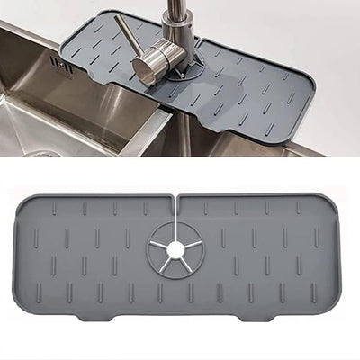 Silicone Sink Splash Drying Mat and Faucet Drip Protector - Essential Sink Accessories for Kitchens, Bathrooms, Bars, RVs, and Farmhouses