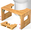 Adjustable Bamboo Toilet Stool with 7-Inch and 9-Inch Heights, Foldable Design for Adults and Children, Non-Slip Poop Stool to Enhance Bathroom Posture and Comfort, Supports Up to 400 lbs