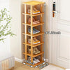 Bamboo Vertical Shoe Rack - Tall Narrow Organizer for Small Spaces, Ideal for Closet, Entryway, Garage, and Bedroom - Stackable and Space-Saving Storage Solution