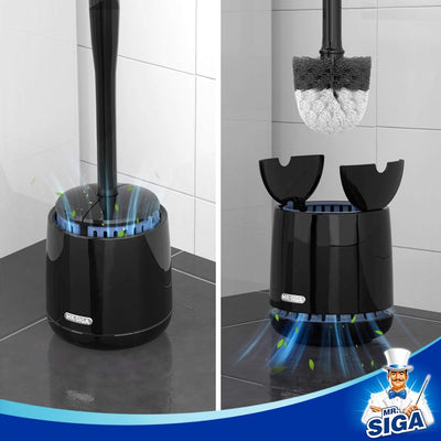 MR.SIGA Premium Toilet Bowl Brush and Holder with Sturdy Handle and Durable Bristles for Effective Bathroom Cleaning, Black, Single Pack