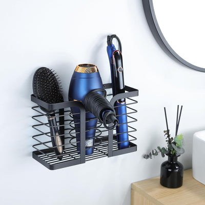 YIGII 3-in-1 Hair Dryer and Tool Organizer - Adjustable Height Wall-Mounted Holder for Blow Dryers, Flat Irons, and Curling Irons