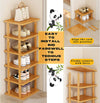 Bamboo Vertical Shoe Rack - Tall Narrow Organizer for Small Spaces, Ideal for Closet, Entryway, Garage, and Bedroom - Stackable and Space-Saving Storage Solution