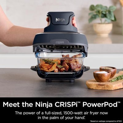 Ninja Crispi Multi-Functional Air Fryer and Cooking System with 4 QT and 6 Cup Glass Containers, Microwave, Freezer, and Dishwasher Safe, Non-Toxic, Grey, FN101GY