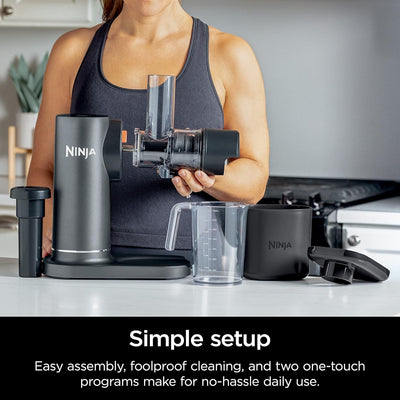 Ninja JC151 Cold Press Juicer with Total Pulp Control, Electric Countertop Design, 2 Pulp Functions, Dishwasher Safe, 2nd Generation, Charcoal