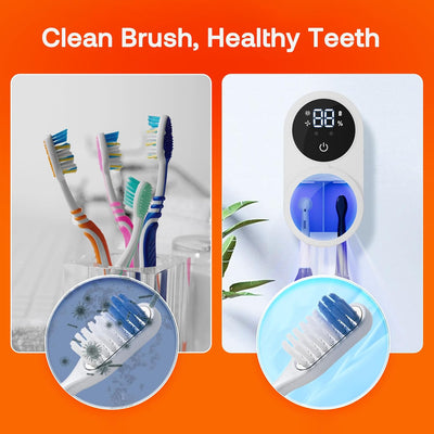 Bitvae Rechargeable Toothbrush Cleaner and Holder with LED Smart Screen, Wall-Mounted Air Drying Solution for Bathrooms