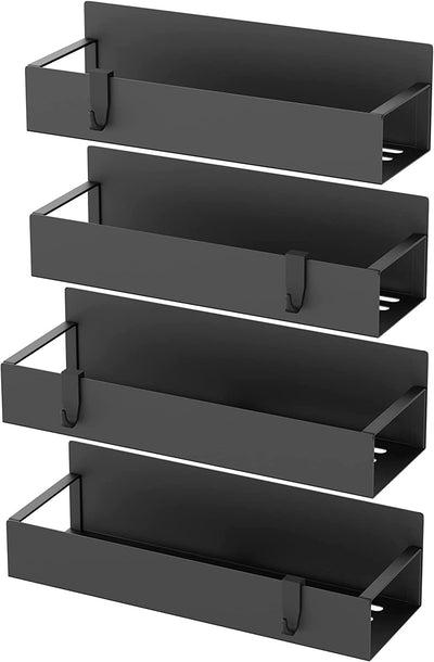 Magnetic Spice Storage Rack Organizer Set - 4 Pack for Refrigerator and Oven, Black