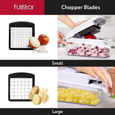 Fullstar 4-in-1 Vegetable Chopper and Slicer with Container - Professional Kitchen Gadget for Efficient Food Preparation - White