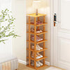 Bamboo Vertical Shoe Rack - Tall Narrow Organizer for Small Spaces, Ideal for Closet, Entryway, Garage, and Bedroom - Stackable and Space-Saving Storage Solution