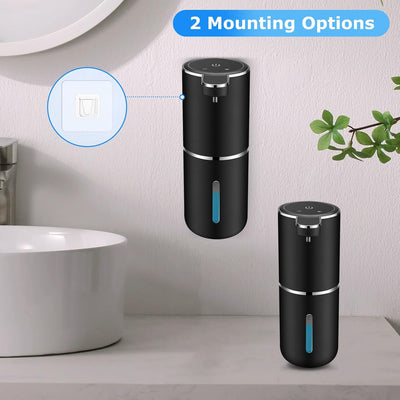 2-Pack Touchless Automatic Soap Dispenser, 13.4Oz/380Ml USB Rechargeable Wall-Mounted Smart Liquid Soap Dispenser for Bathroom and Kitchen (Black)