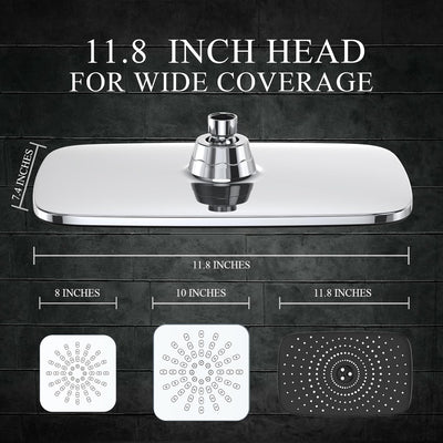 Veken High Pressure Rain Shower Head Set with Extension Arm - Versatile Dual Shower System with 6 Handheld Spray Options and Anti-Clog Nozzles - Silver Chrome Finish