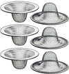 6-Pack 2.125" Top / 1" Basket Mesh Sink Drain Strainer Hair Catcher for Bathroom, Utility, Slop, Laundry, RV, and Lavatory Use