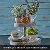 Elegant Gray Wooden Farmhouse Tiered Tray with Beads - 2-Tier Display Stand for Home Decor, Coffee Table, and Kitchen