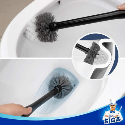 MR.SIGA Premium Toilet Bowl Brush and Holder with Sturdy Handle and Durable Bristles for Effective Bathroom Cleaning, Black, Single Pack