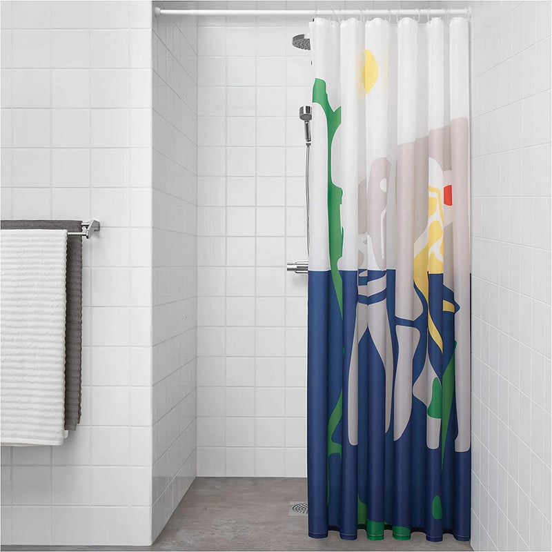 Shower Curtain Set of 2, Bathroom Fabric Curtains Waterproof Colorful with Hooks Size 71 by 71